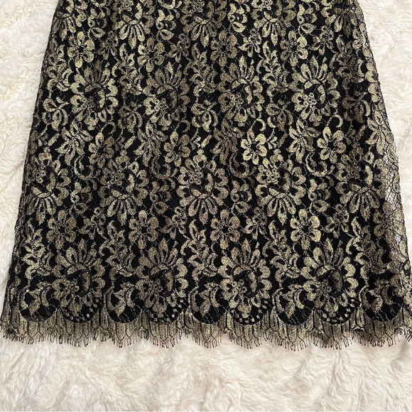 Diane Von Furstenberg Zarita Gold and Black Lace 3/4 Sleeve Dress - Picture 9 of 16